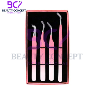 Pince à épiler greffée confortable en acier inoxydable à revêtement rose, élégante et fonctionnelle, de bonne qualité - Product Image 3