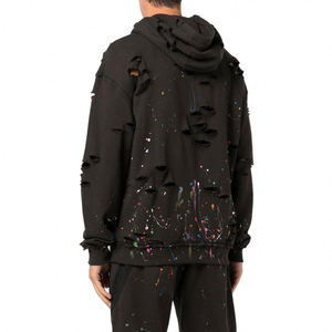 <b>Top</b> High Quality Comfortable Men <b>Distressed</b> Hoodie 100% Cotton Made Long Sleeve Men <b>Distressed</b> Hoodie - Product Image 2