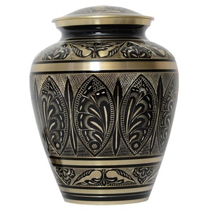 Urnas de cremación para adultos de latón de alta calidad con Peltre grabado y urnas funerarias de metal con acabado de color azul - Product Image 4