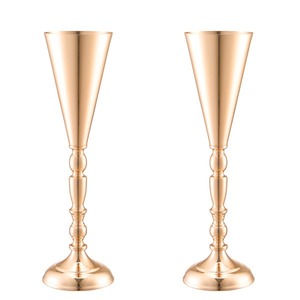 Jarrones de flores de pedestal altos y elegantes para arreglos florales Juego de jarrones de urna de metal dorado brillante para planificadores de eventos - Product Image 2