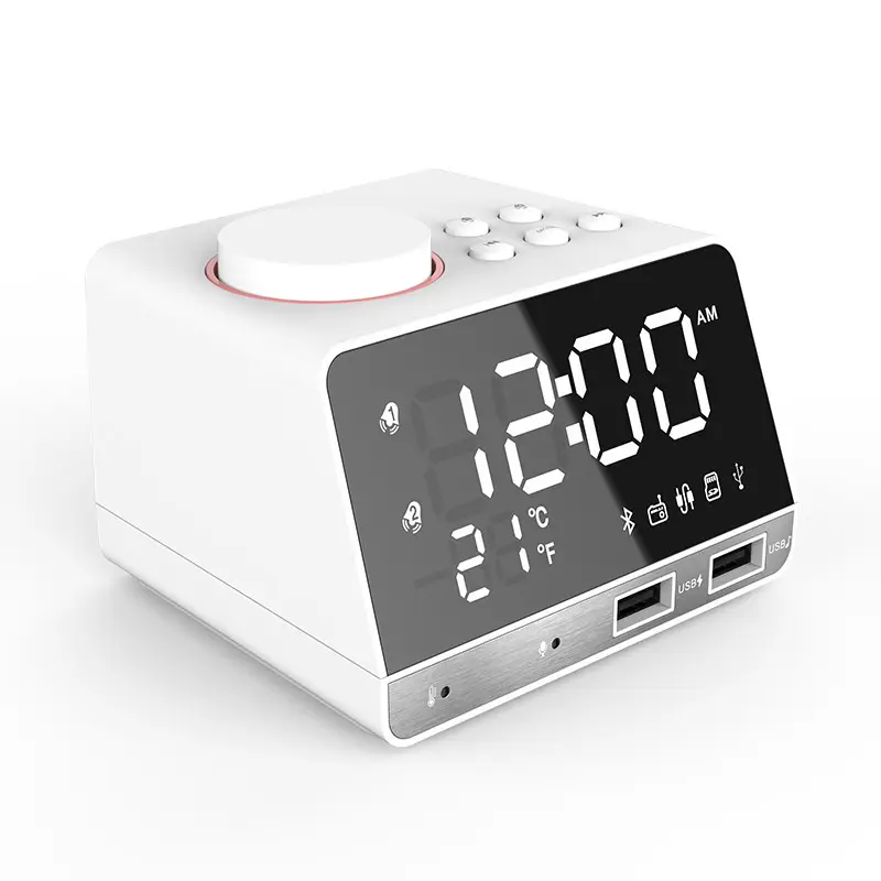 Desain Baru Kamar Hotel Radio Pintar Jam Alarm Nirkabel Speaker Bluetooth dengan Pengisian Daya USB
