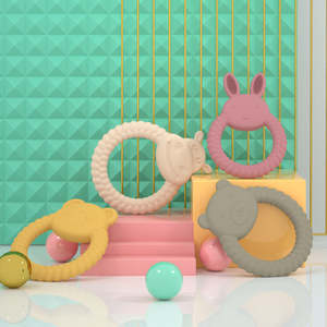 Anneau de dentition pour bébé en silicone souple sans BPA, jouet souple pour la dentition des nouveau-nés, vente chaude 2026, design mignon de lapin, sûr à mâcher - Product Image 6
