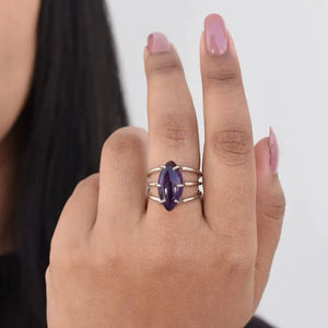 Tendance Multi Bande Améthyste Marquise Prong Bague Empilable 925 Argent Sterling Usine En Gros Bijoux En Vrac - Product Image 1