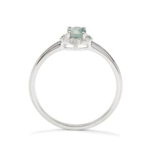 Bague en argent sterling avec zircon bleu et blanc 0,84 ct, incrustation romantique vintage - Product Image 3