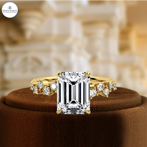 แหวนเพชรเม็ดเดี่ยวทรงคลัสเตอร์ 1 กะรัต สีเขียวมรกต เพชรเพาะเลี้ยงในห้องปฏิบัติการ แหวนเพชรสไตล์วินเทจ เพชรเพาะเลี้ยงในห้องปฏิบัติการ แหวนทองคำแท้ 14K สำหรับวันครบรอบ มอบให้คนพิเศษ - Product Image 1