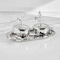 RVS schaal met dienblad voor dadels & gedroogd fruit, spiegelpolijst, milieuvriendelijk, modern, luxe, feestcadeau