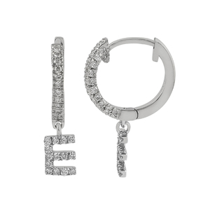 Proveedor de joyería de alta calidad, pendientes de aro con letra E de plata de ley 925 con topacio blanco, regalo de joyería para mujer - Product Image 1