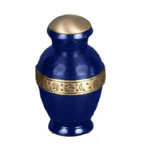 Urne souvenir de crémation en laiton de haute qualité avec bande gravée en or noir et couleur blanche finie pour les cendres humaines-Fourniture funéraire - Product Image 6