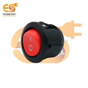 KCD1 T125 6A 250V AC Interruptor basculante de plástico redondo pequeño rojo 2 pines SPST - Product Image 1