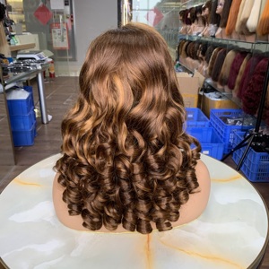 Hot Selling Premium Vietnamese Human Hair <b>Wigs</b> 5x5 Glueless <b>Lace</b> Frontal Piano Color Bouncy <b>Wig</b> Wholesale Bulk Sale - Product Image 3