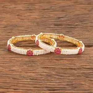 Mới nhất handmade chất lượng xuất khẩu của Antique moti Bangles với vàng mạ trong polki đồ trang sức