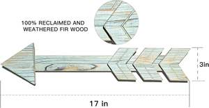 Flechas decoración de pared juego de madera de 2 granja flecha azul signo decorativo rústico hogar pared colgante decoración hogar sala de estar comedor - Product Image 2