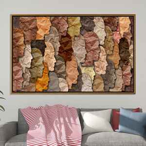 Toile multicolore avec visages humains : Art imprimé de silhouettes diverses, TOILE ENCARTÉCHÉE DORÉE - Product Image 1