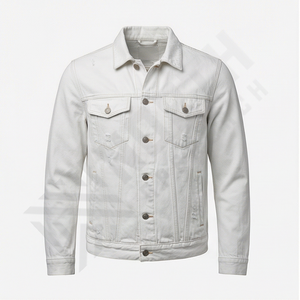 Veste en jean pour homme 2025, boutons sur le devant, poches, 100% coton, streetwear, vestes en jean décontractées, vêtements de mode, haut pour tous les jours - Product Image 1