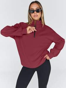 Women's Casual Loose Sports Sweatshirt <b>Long</b> Sleeve Zipper Stand Collar for Autumn Winter Plus Size Breathable Warm <b>Tops</b> - Product Image 3