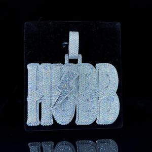 Hip Hop <b>Letter</b> Pendant VVS Moissanite Round & Baguette Cut Diamond Charm Pendants For Men's 925 Sterling Silver - Product Image 5