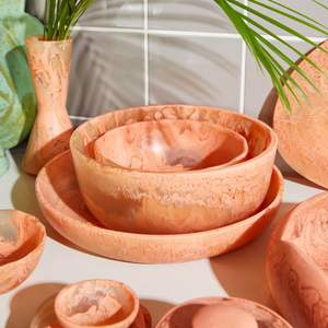 STARTERS Friendly Modern Fancy Round Big Size Resin Bols à fruits et à salade avec bols de service faits à la main de qualité supérieure Multi - Product Image 5