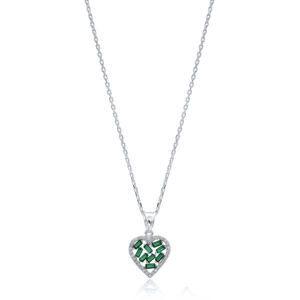 Diseño de corazón Esmeralda Baguette Zircon piedra encanto joyería turca hecha a mano al por mayor 925 joyería de plata esterlina - Product Image 1