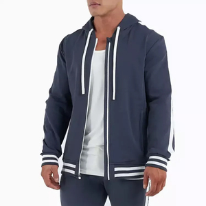 Sweat à capuche zippé pour homme en polyester et coton, poids lourd, avec logo personnalisé, confortable, fermeture éclair intégrale, deux poches latérales pour l'hiver - Product Image 4