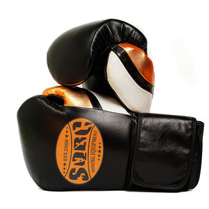Vente en gros Gants de boxe noirs de haute qualité de 16oz Gants de boxe professionnels en cuir à lacets avec logo personnalisé pour adultes - Product Image 6