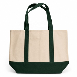MORGANS INDUSTRIES <b>Canvas</b> <b>Tote</b> Bag Beige Green Minimalist Style Open Top Shopping Bag with <b>Canvas</b> Lining Embroidery All Seasons - Product Image 1