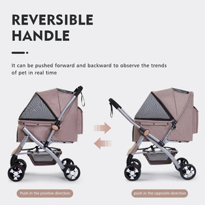 Haute qualité lin tissu fournitures pour animaux de compagnie chien poussette luxe 4 roues animal de compagnie pour chien 2023 nouveau design - Product Image 5