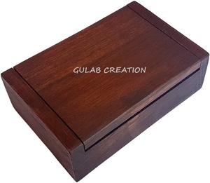 Boîte à bijoux en bois artisanale avec couvercle pour ranger bagues, boucles d'oreilles et souvenirs dans un style décoratif rustique - Product Image 3