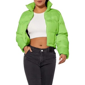 High Quality Simple Streetwear Women's Breathable <b>Puffer</b> <b>Jacket</b> Winter Thick <b>Cropped</b> Zipper with Nylon Lining and Woven Weave - Product Image 2