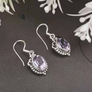 <b>Amethyst</b> <b>Earrings</b> Gold Plated 925 Sterling Silver Cute Design February Birthstone Gift for Women Anniversary Elegant - Product Image 3