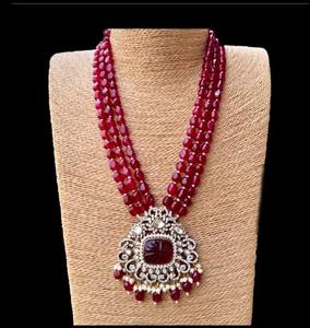 Antique Gold Plated Carving Polki Kundan Set Fashionable <b>Brass</b> <b>Jewellery</b> for Weddings and Parties Includes Earrings - Product Image 3