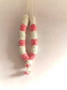 Flor de espuma artificial blanca y melocotón Varmala para novia y novio para musulmán, Pooja, Punjabi, decoración de bodas del sur de la India - Product Image 3