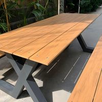 Table de pique-nique extérieure en bois de parc de conception moderne banc meubles de jardin table à manger extérieure