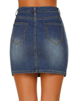 Promotion : Mini-jupe en jean décontractée pour femme, design personnalisé, avec ceinture en dentelle et boutons, en tissu denim délavé (Spandex/Coton), style streetwear, taille haute