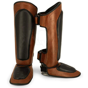 Protège-tibias de boxe en cuir personnalisé avec logo, style dernier cri, léger, professionnel, protection MMA 2025 - Product Image 2