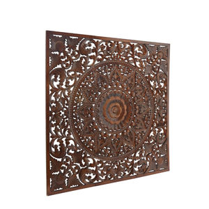 Nouvellement arrivée marron traditionnel Floral manguier bois décoration murale 3 panneau ensemble personnalisé conçu meilleure vente de décoration murale en bois - Product Image 4