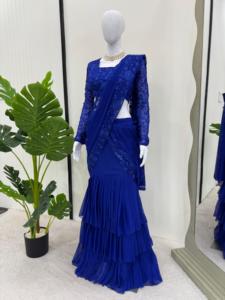 Lehenga Saree Moderne Réversible Brodé en Faux Georgette avec Broderie de Sequins pour Diwali/Mariages, avec Choli Intérieur Zain - Product Image 2