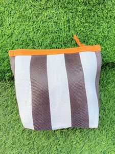 Bolsa de viaje para playa a rayas personalizada ecológica, bolsas de aseo cosméticas recicladas de nailon, etiqueta con logotipo de cremallera reutilizable de plástico - Product Image 4