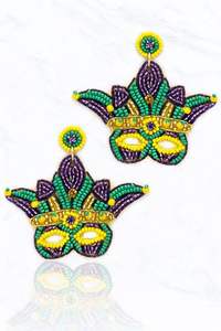 Latest Fancy Handcraft Embroidery Mardi Gras Beaded <b>Mask</b> Earring Elegant Stylish Cute Premium Unique Trendy By Hiba Enterprises - Product Image 4