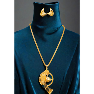 Boucles d'oreilles collier de style à la mode ensemble avec plaqué or 22Ct Design Premium collier boucles d'oreilles ensemble pour les femmes portent des bijoux - Product Image 1