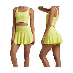 Ladies 2 Piece Crop <b>Top</b> and Skirt Knitted Set Women Summer 2024 <b>Modest</b> Short Skirt Two Piece Set - Product Image 2