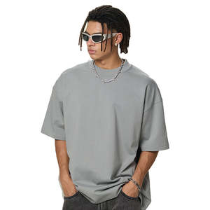 T-shirt de sport de luxe pour homme, imprimé sur mesure, 100 % coton épais 250 g/m², épaules tombantes, coupe oversize, motif uni, tricoté, tendance - Product Image 4