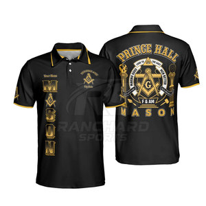 Polo personnalisé franc-maçon à manches courtes, haut en coton maçonnique, polo maçonnique pour homme, symbole maçonnique brodé, t-shirt - Product Image 1