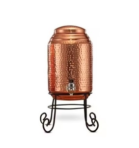 เหยือกน้ำทองแดงแท้ งานฝีมือสุดคลาสสิก พร้อมฝาปิด สำหรับใช้ในครัว โต๊ะอาหาร และสำนักงาน - Product Image 4