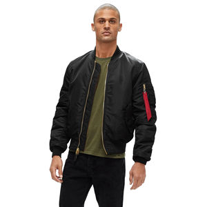 Veste bomber pour homme en nylon noir jet d'hiver, imperméable, coupe-vent, col montant, écologique, prix de gros raisonnables - Product Image 1