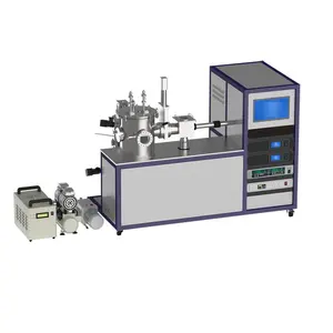 Double target magnetron sputtering coater with transition chamber