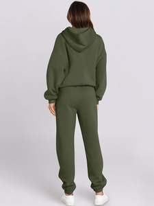 Chándales de mujer de lana tecnológica de algodón 100% de alta calidad, chándal liso de dos piezas de gran tamaño para mujer - Product Image 4