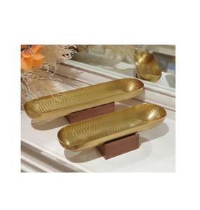 Ramadan Eid Decor Tray Snacks Plate Dessert Rack Oval Metal Tray Luxury Home Decor Tray for Home <b>Hotel</b> <b>Supplies</b> - Product Image 1