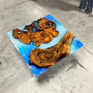 Mesa de Centro de Resina Epoxi de Lujo Hecha a Mano, Mesa de Oficina Moderna, Muebles de Madera Cuadrados, Diseño Personalizado, Precio al por Mayor en India - Product Image 4