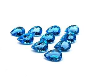 Cuentas de piedra suelta de corte de pera de Topacio Azul suizo Natural de 8x12mm, piedras preciosas sueltas facetadas de Topacio azul para la fabricación de joyas por mayorista - Product Image 4