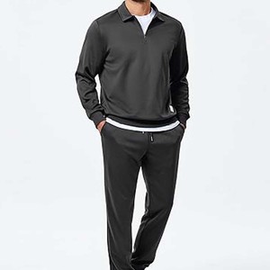 Trajes de chándal para hombre, conjunto de 2 piezas, Sudadera con capucha y cremallera de un cuarto, pantalones de chándal, trajes de chándal informales atléticos para hombre - Product Image 6